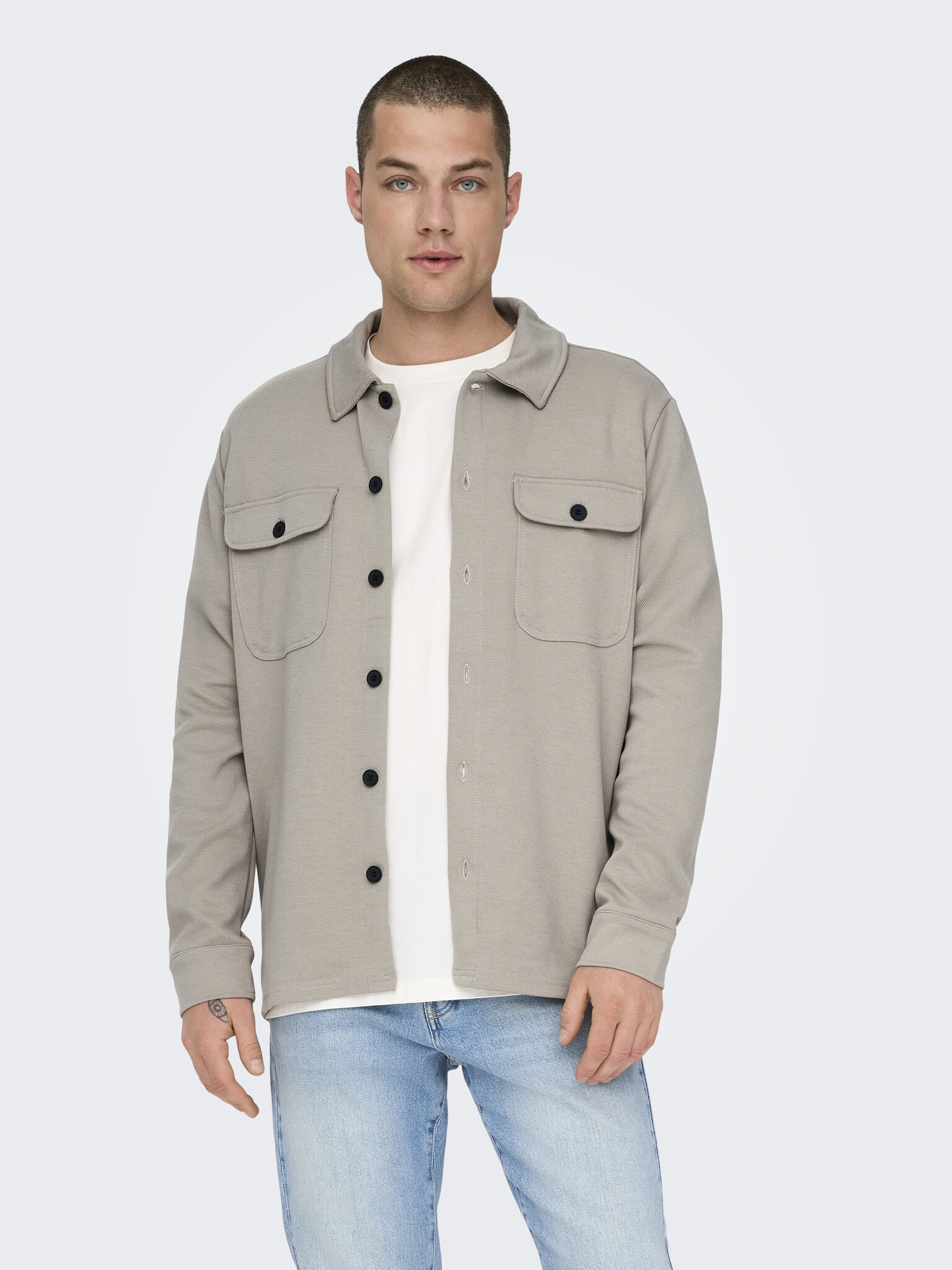 ONSNEWKODYL OVERSHIRT SWEAT NOOS VINTAGE KHAKI/MELANGE