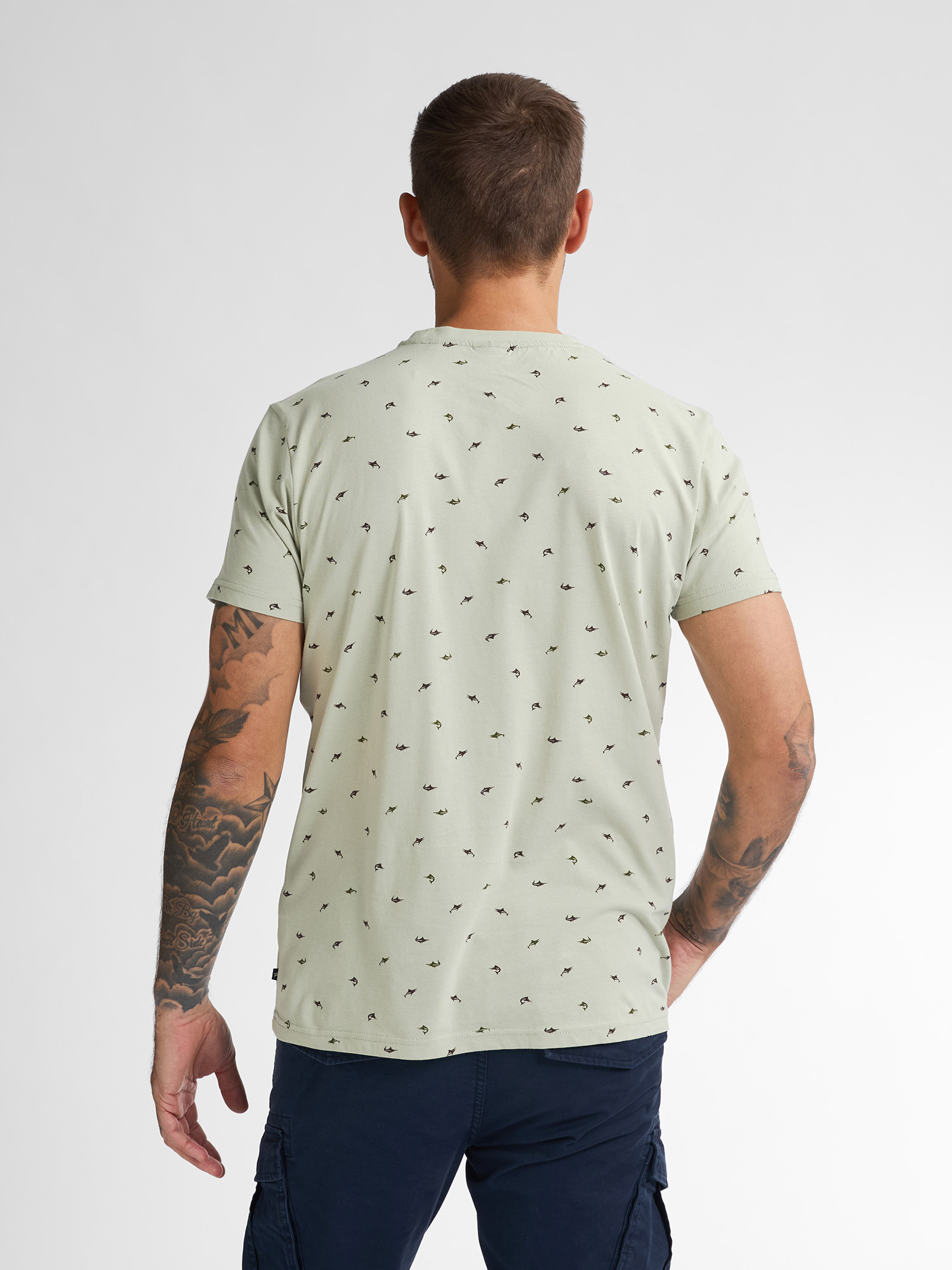 M-1050-TSR687 MEN SHIRT SS AOP (6173 SAGE GREEN)