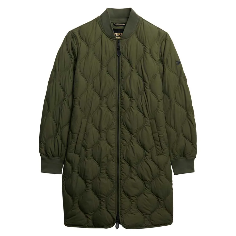 LONG QUILTED LINER JACKET (Beetle Green )