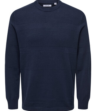 Only & Sons ONSMALIK REG 12 PINAPLE CREW KNIT (NAVY BLAZER)