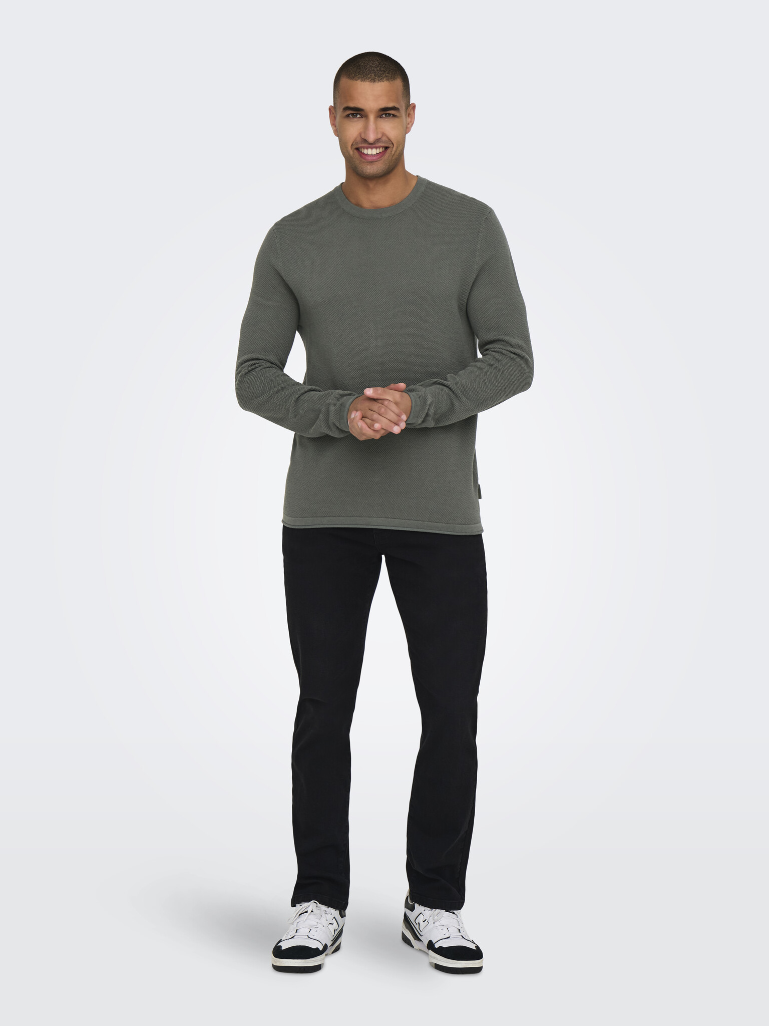 ONSFELIX REG 12 CREW KNIT NOOS (CASTOR GRAY/MELANGE)