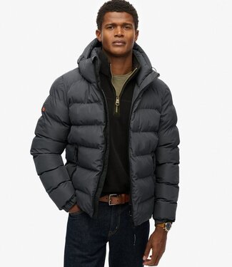 Superdry MENS HOODED SPORTS PUFFER JACKET ( EBONY)