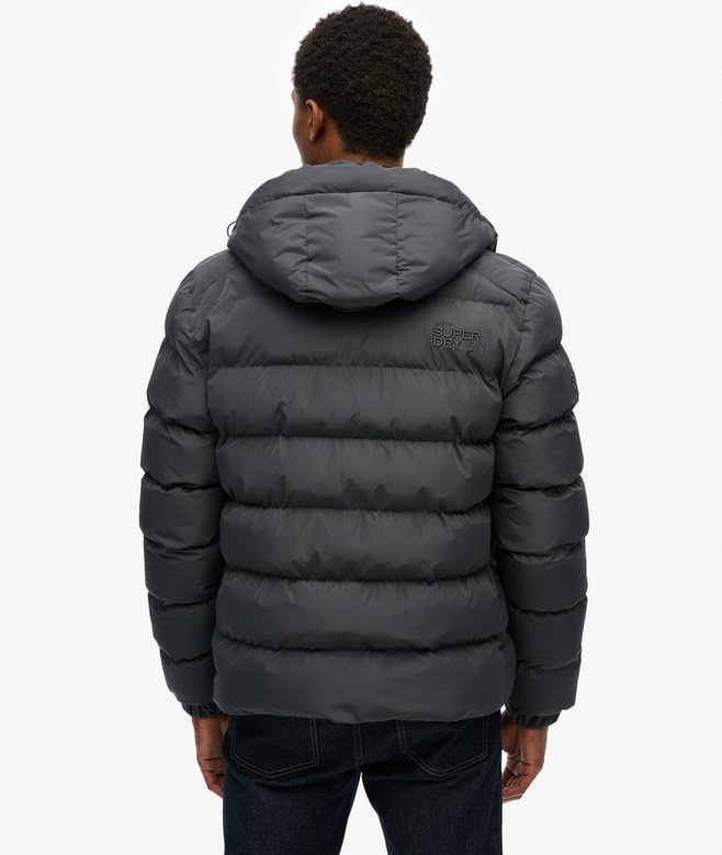 MENS HOODED SPORTS PUFFER JACKET ( EBONY)
