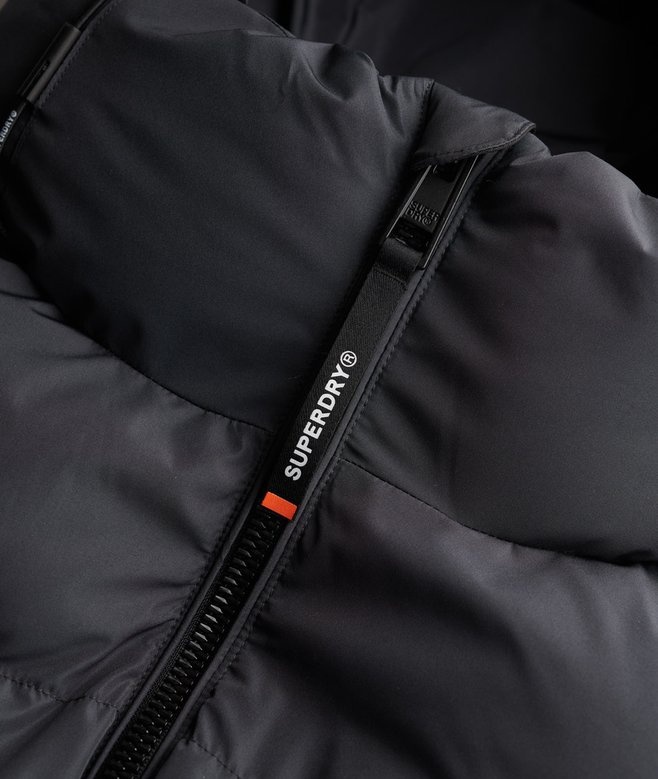 MENS HOODED SPORTS PUFFER JACKET ( EBONY)