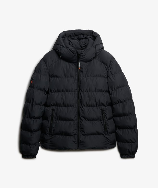 MENS HOODED SPORTS PUFFER JACKET ( EBONY)