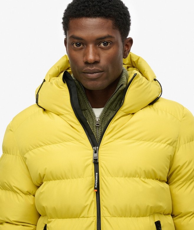MENS HOODED SPORTS PUFFER JACKET (WAX YELLOW