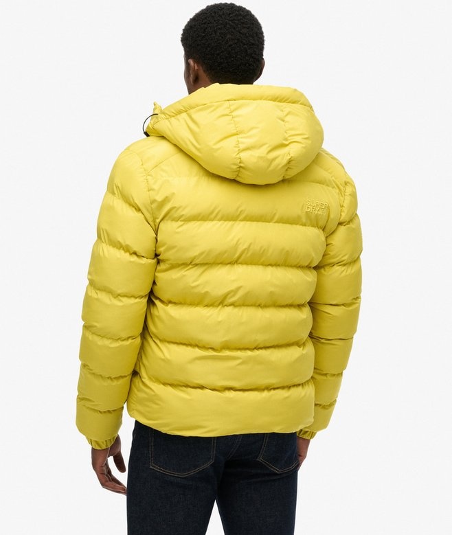 MENS HOODED SPORTS PUFFER JACKET (WAX YELLOW