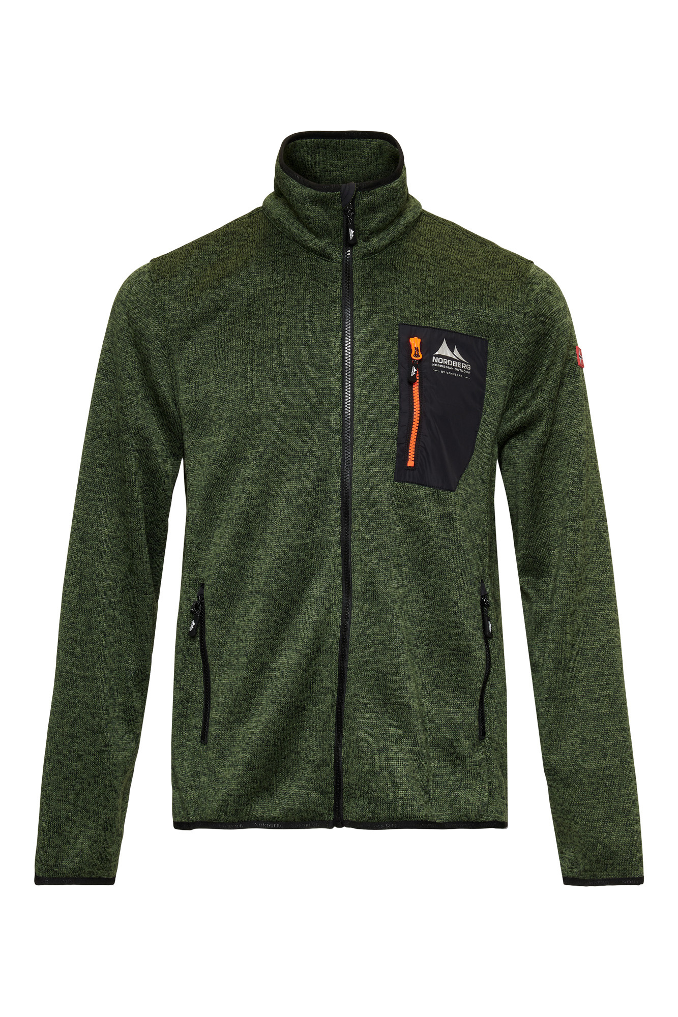 NOA MENS FLEECE JACKET KNITTED GREEN MELANGE