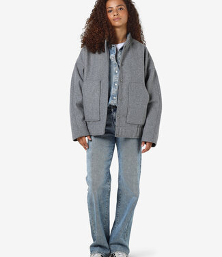 NOISY MAY NMHALSTON L/S BOMBER JACKET FWD NOOS (Light Grey Melange)