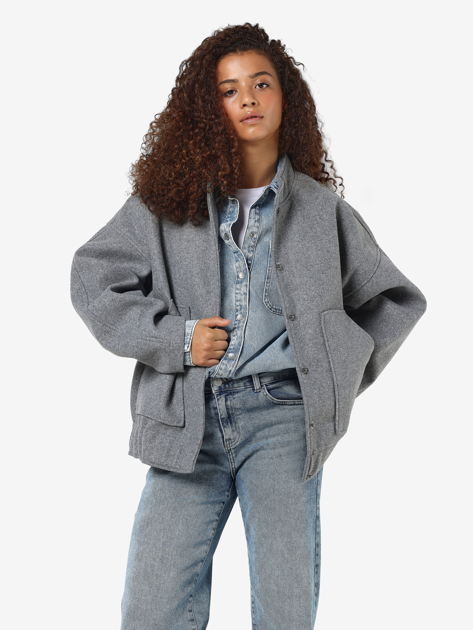 NMHALSTON L/S BOMBER JACKET FWD NOOS (Light Grey Melange)