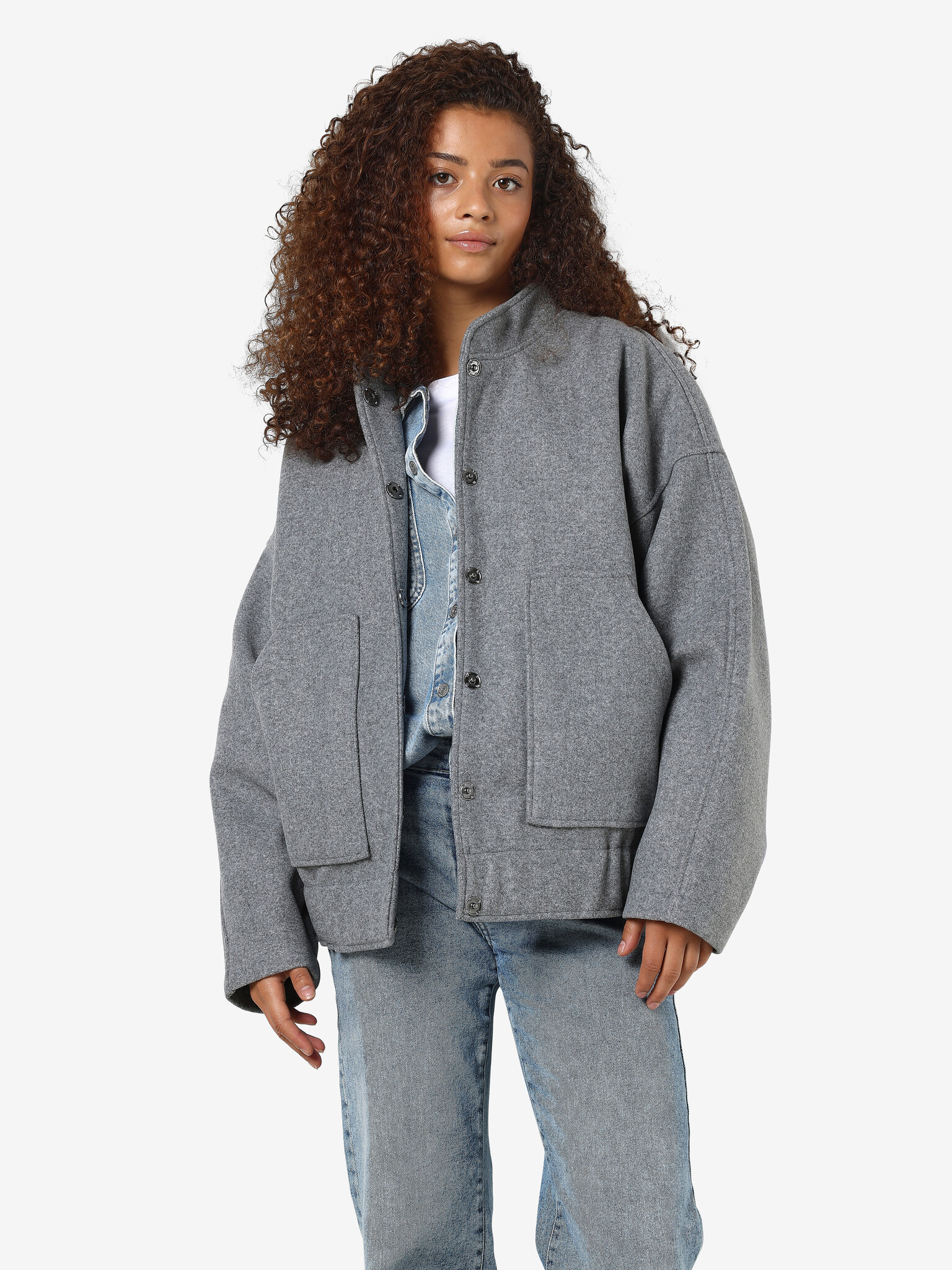 NMHALSTON L/S BOMBER JACKET FWD NOOS (Light Grey Melange)