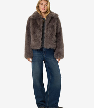 NOISY MAY NMEVIE L/S FUR  JACKET (Charcoal Gray)