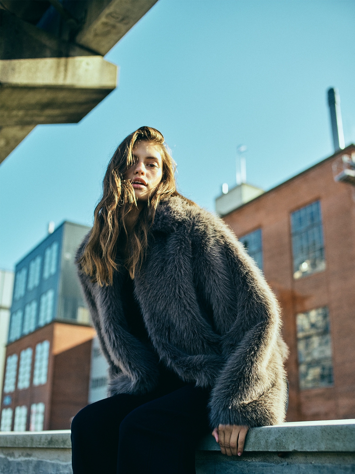 NMEVIE L/S FUR  JACKET (Charcoal Gray)