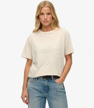 Superdry ATHLETIC TONAL OVERSIZED T-SHIRT (Desert Bone Off White)