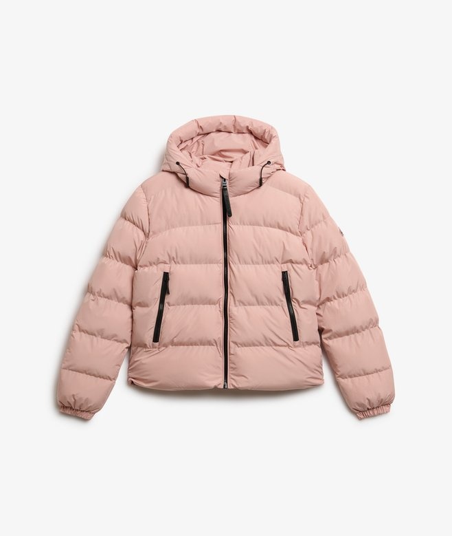 HOODED SPORTS PUFFER JACKET (Vintage Blush)