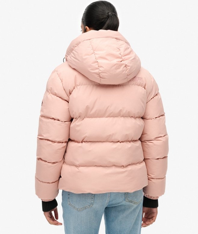 HOODED SPORTS PUFFER JACKET (Vintage Blush)