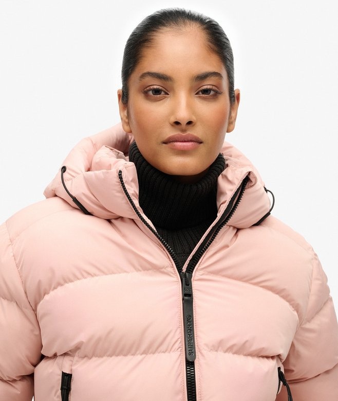 HOODED SPORTS PUFFER JACKET (Vintage Blush)