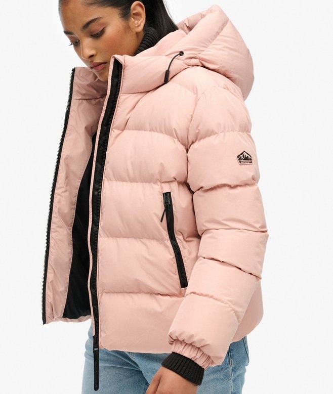 HOODED SPORTS PUFFER JACKET (Vintage Blush)