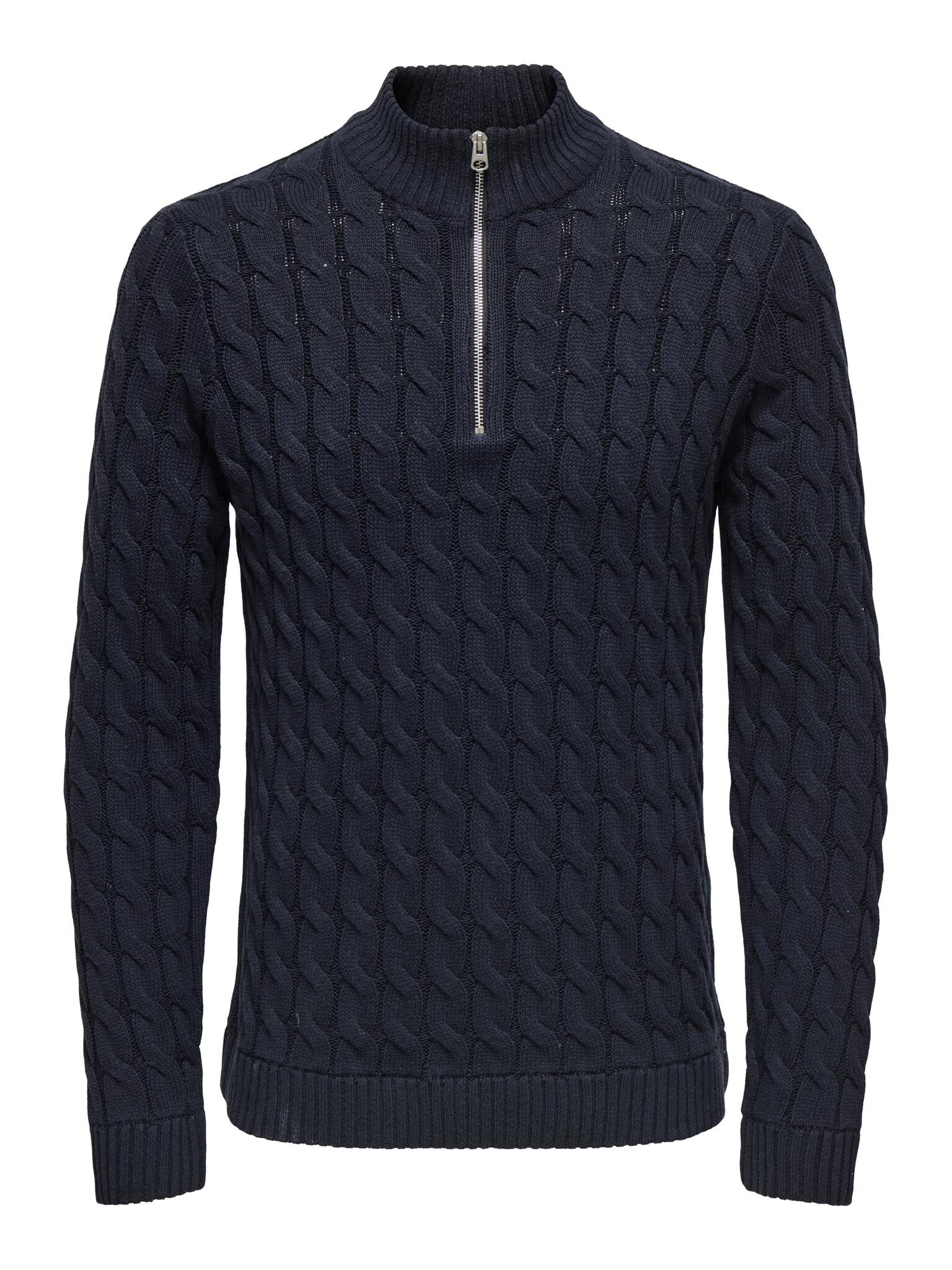 ONSKICKER LIFE REG 3 CABLE HALF ZIP KNIT (Dark Navy)