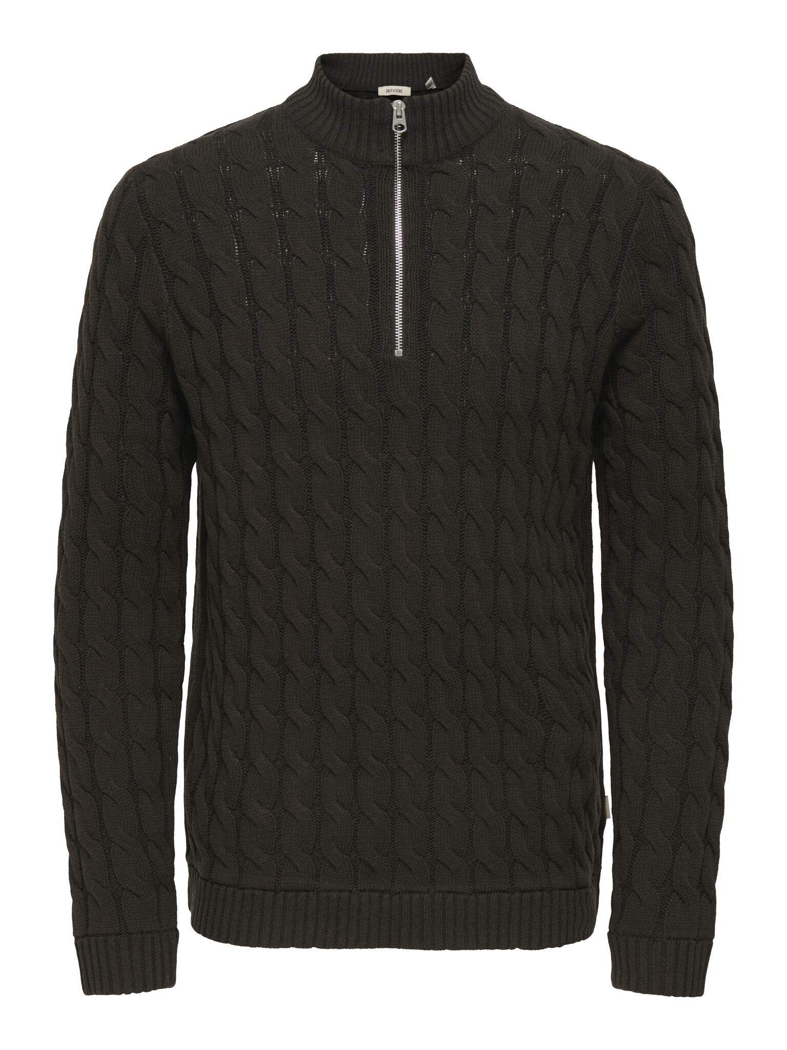 ONSKICKER LIFE REG 3 CABLE HALF ZIP KNIT (Coffe Bean)