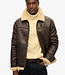 FAUX SHEARLING AVIATOR JACKET (Dark Brown)