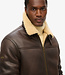 FAUX SHEARLING AVIATOR JACKET (Dark Brown)