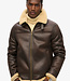 FAUX SHEARLING AVIATOR JACKET (Dark Brown)