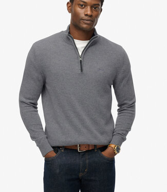Superdry WOOL BLEND HALF ZIP JUMPER (Blue Grey Marl)