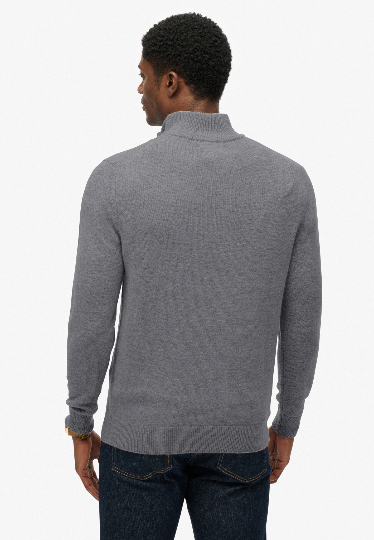 WOOL BLEND HALF ZIP JUMPER (Blue Grey Marl)