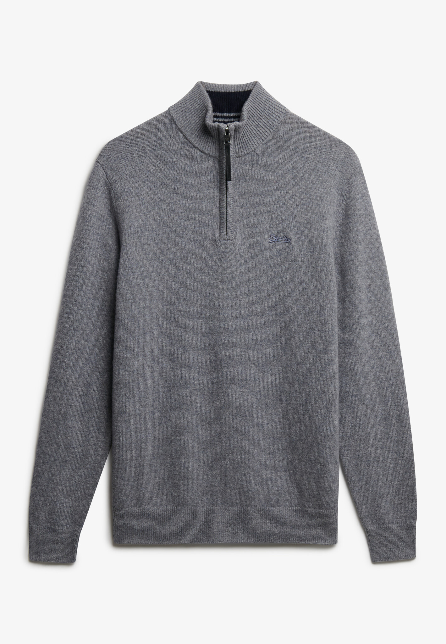WOOL BLEND HALF ZIP JUMPER (Blue Grey Marl)