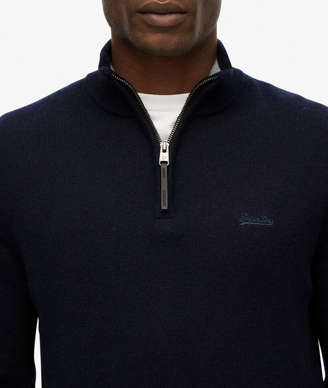 WOOL BLEND HALF ZIP JUMPER (Charred Navy Marl)