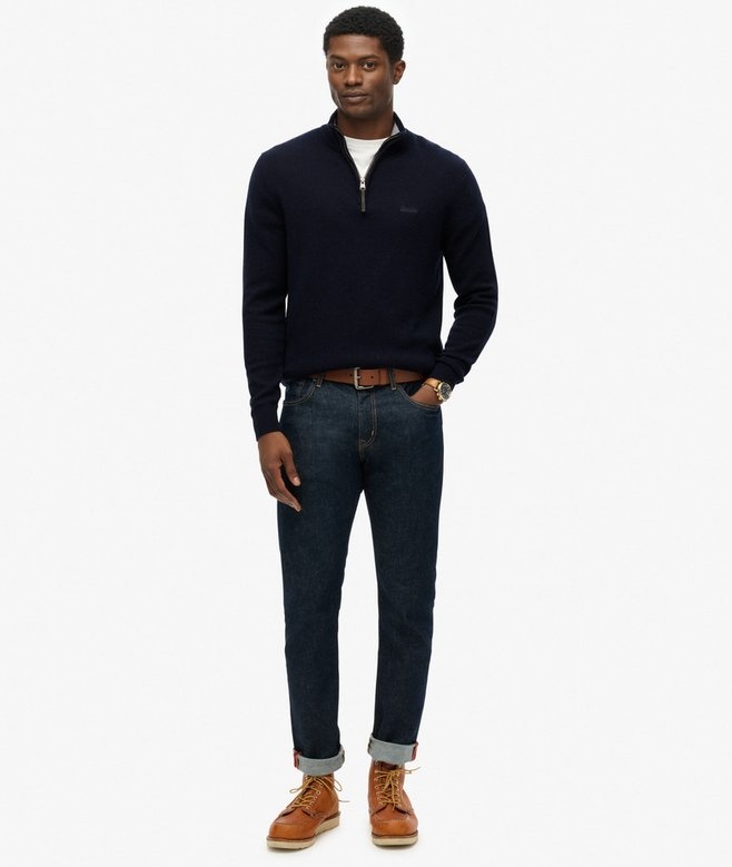 WOOL BLEND HALF ZIP JUMPER (Charred Navy Marl)