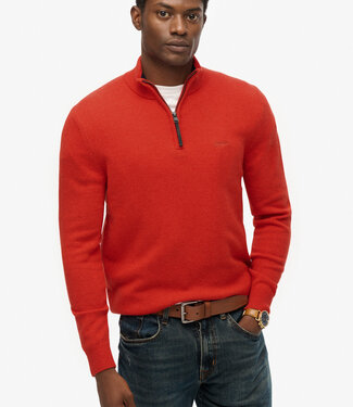 Superdry WOOL BLEND HALF ZIP JUMPER (Vermillon Orage Marl)