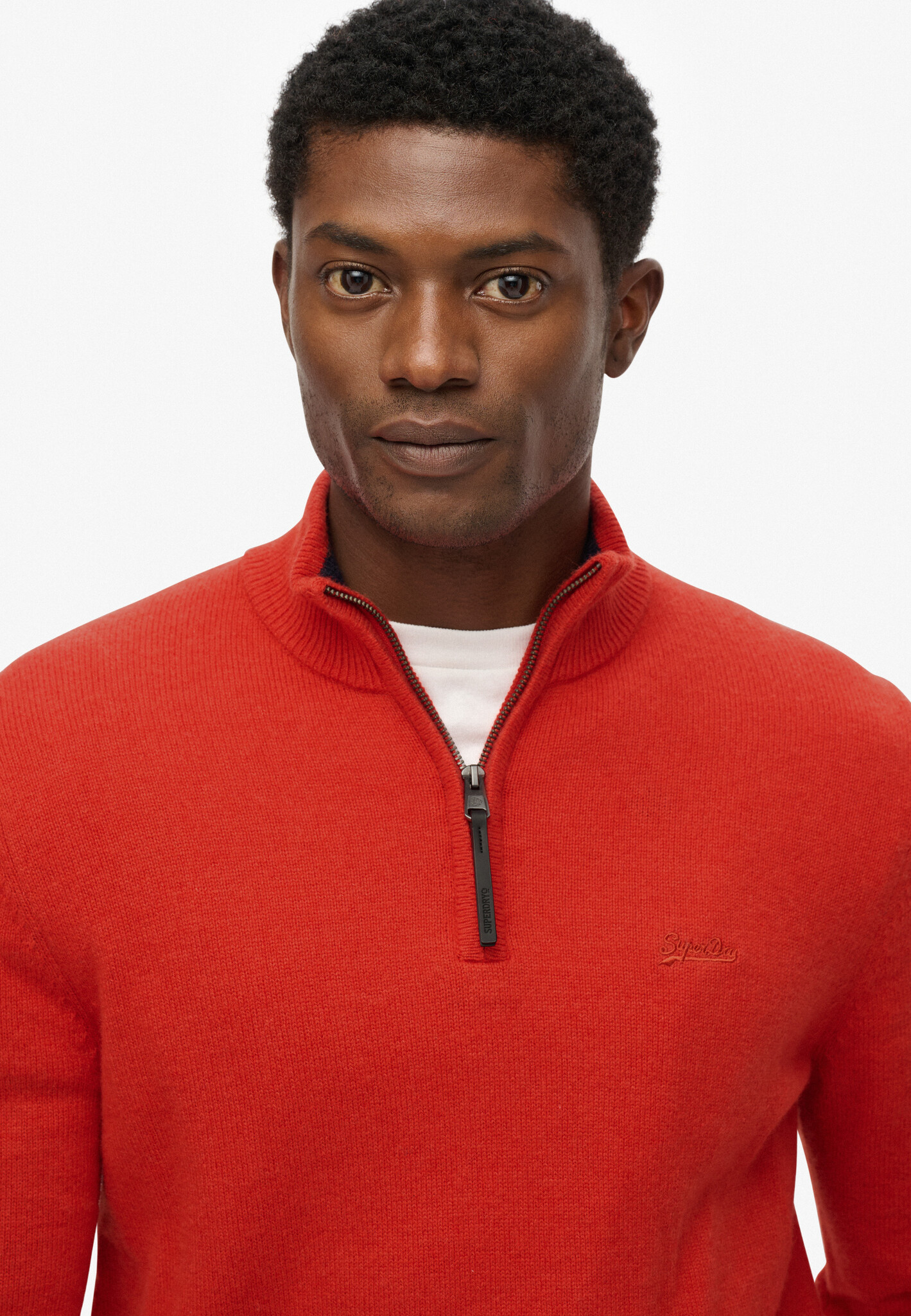 WOOL BLEND HALF ZIP JUMPER (Vermillon Orage Marl)
