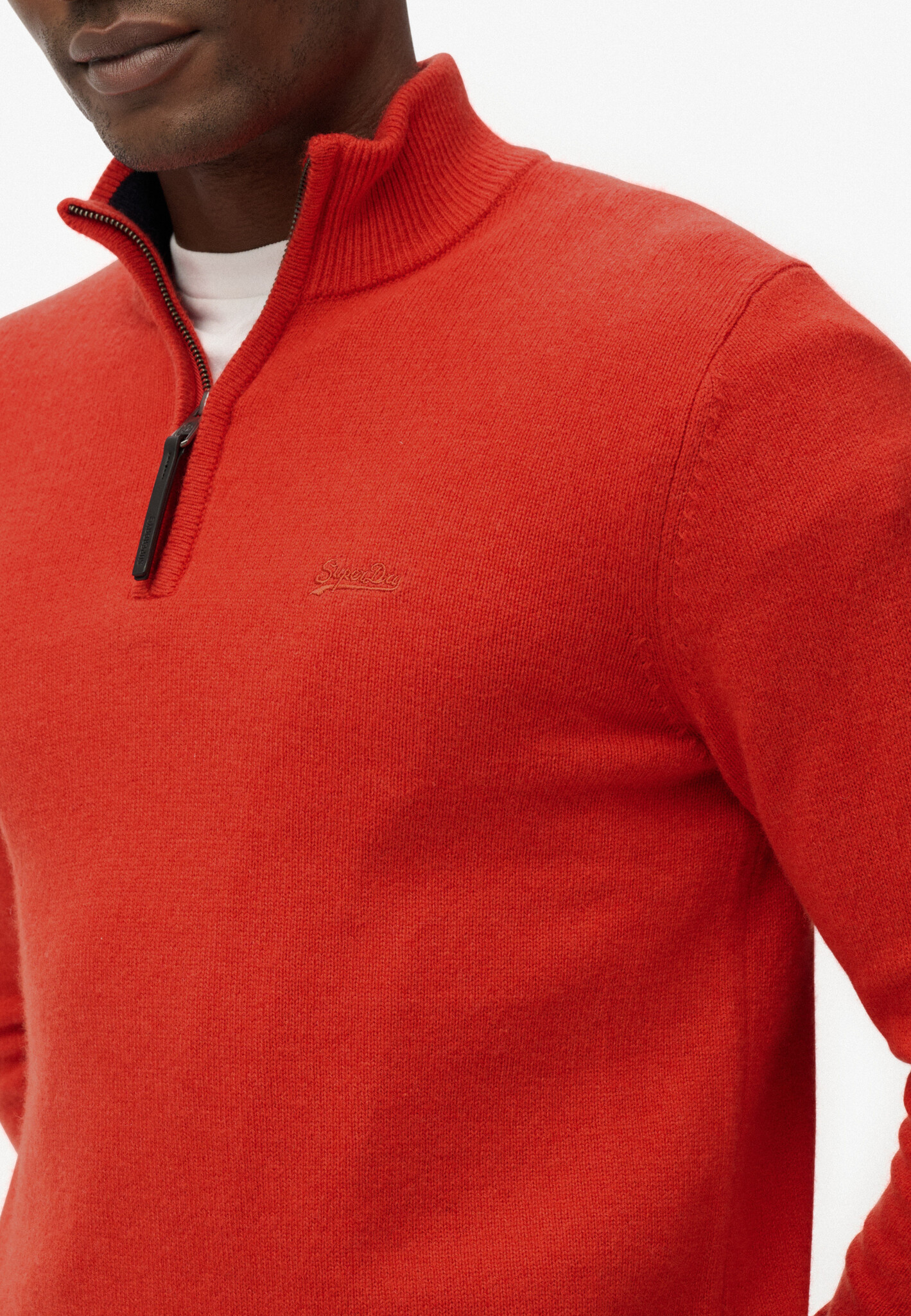 WOOL BLEND HALF ZIP JUMPER (Vermillon Orage Marl)