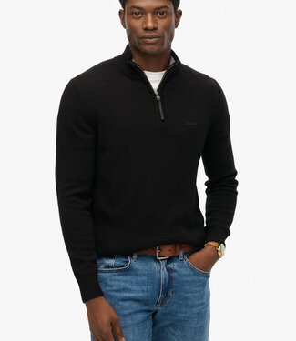 Superdry WOOL BLEND HALF ZIP JUMPER (Black)