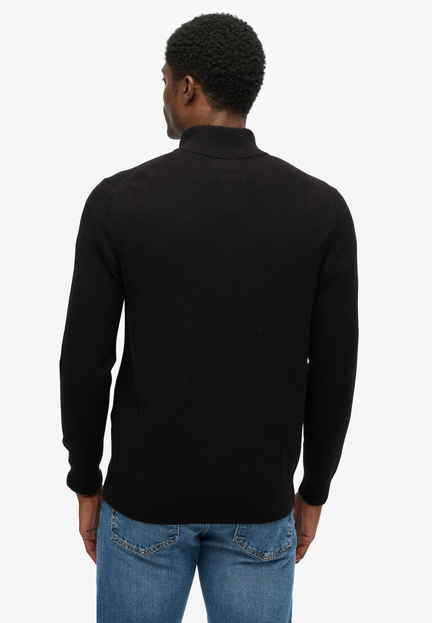 WOOL BLEND HALF ZIP JUMPER (Black)