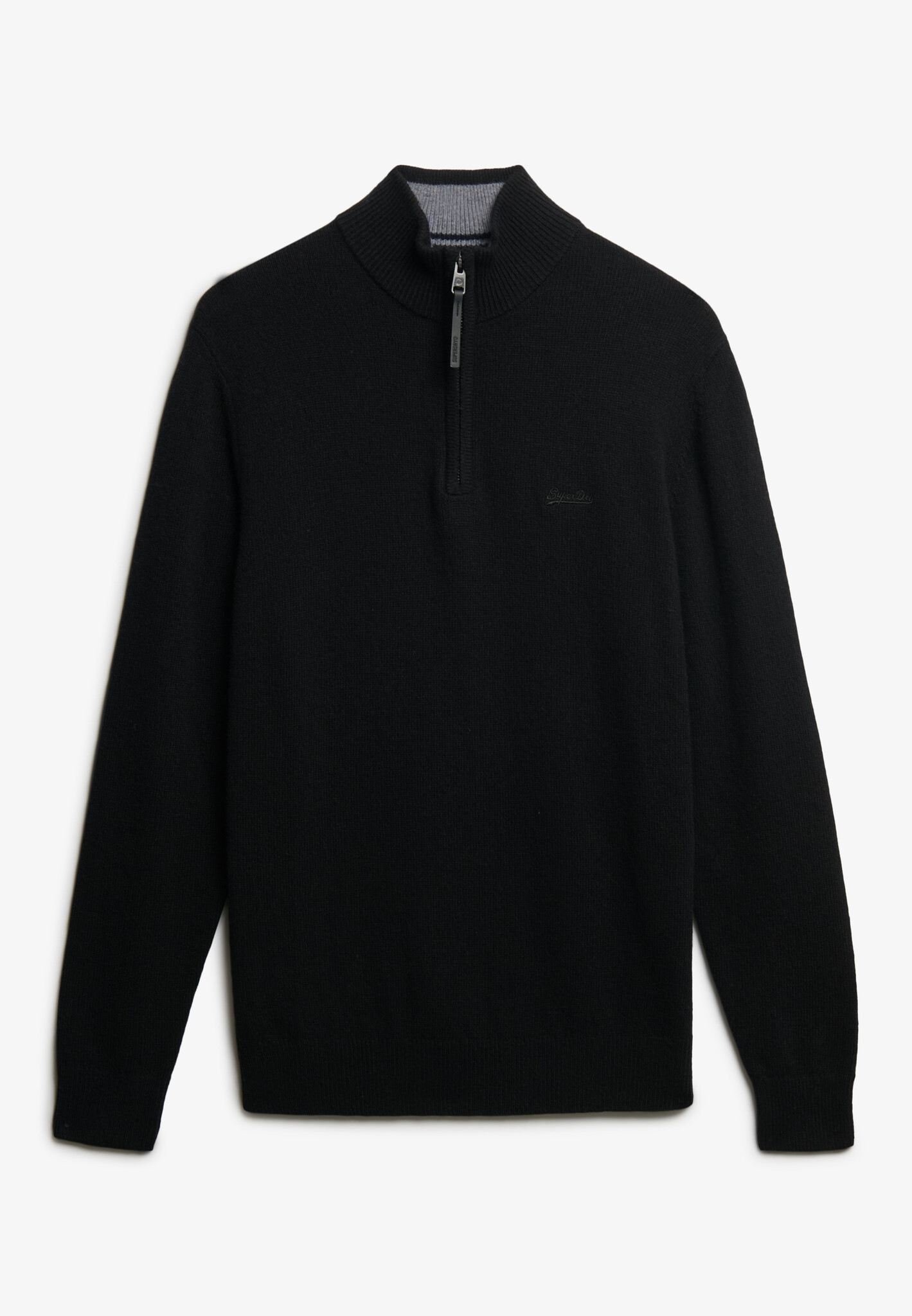 WOOL BLEND HALF ZIP JUMPER (Black)