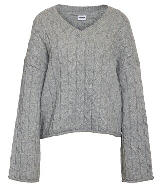 NOISY MAY NMELOISE L/S V-NECK KNIT (Medium Grey Melange)