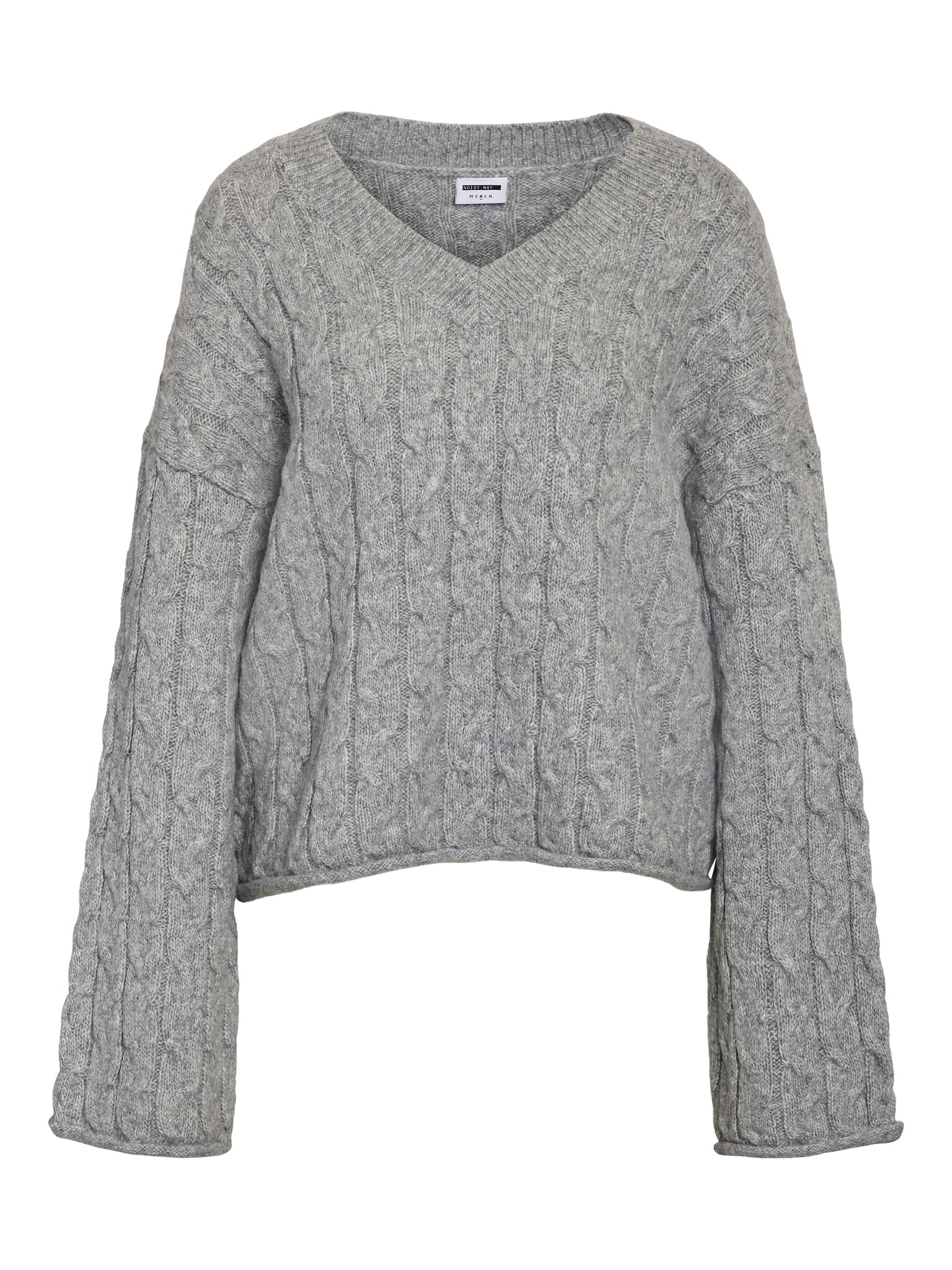 NMELOISE L/S V-NECK KNIT (Medium Grey Melange)