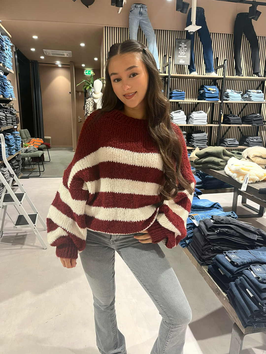 JADEN Cozy Stripes pullover - Pink/Burgundy