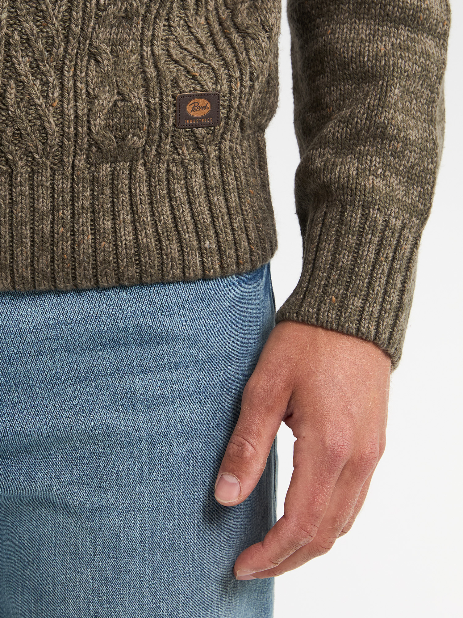 M-3050-KWC211 Men Knitwear Collar  (Mossy Stone 6174)