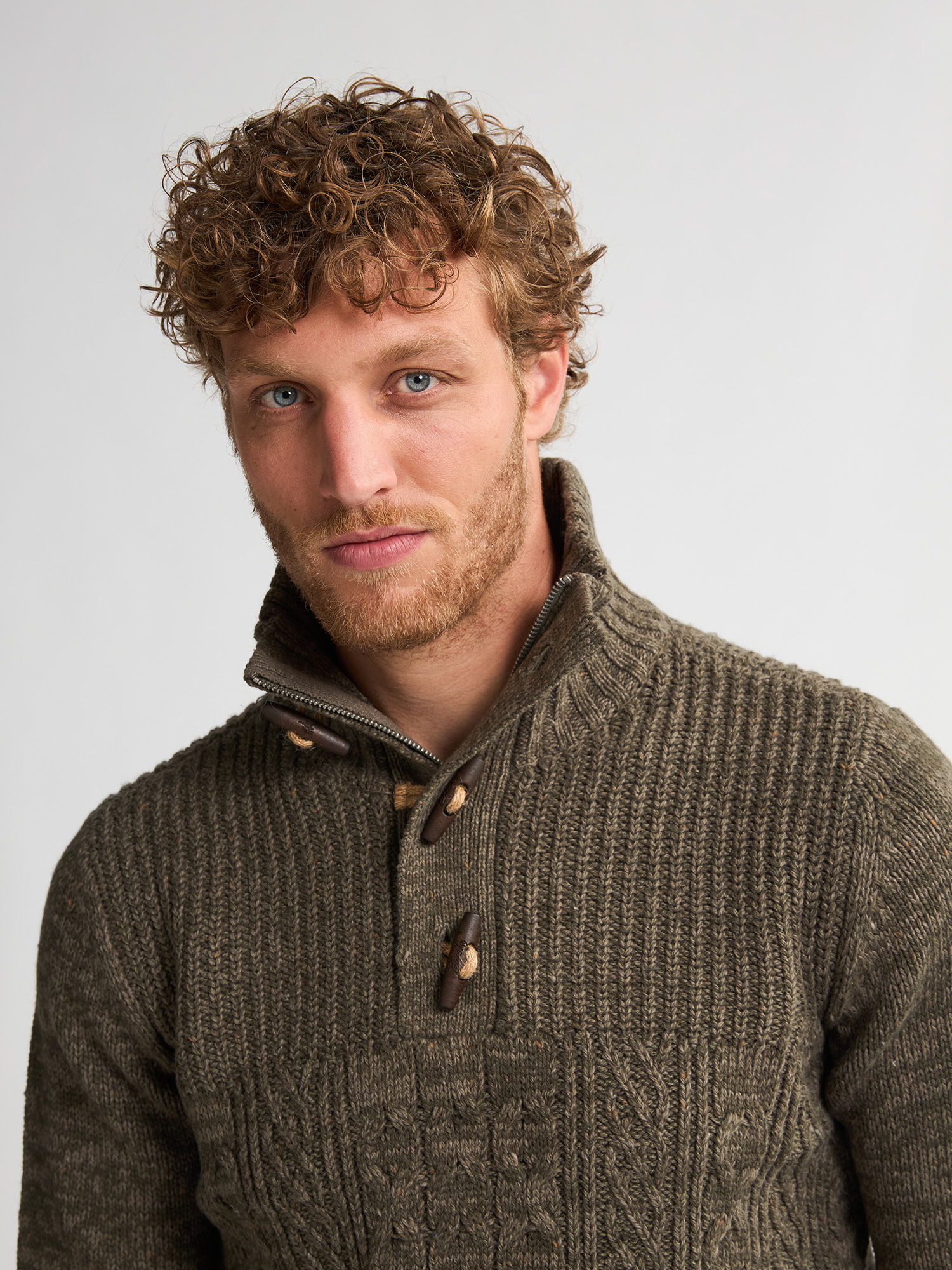 M-3050-KWC211 Men Knitwear Collar  (Mossy Stone 6174)