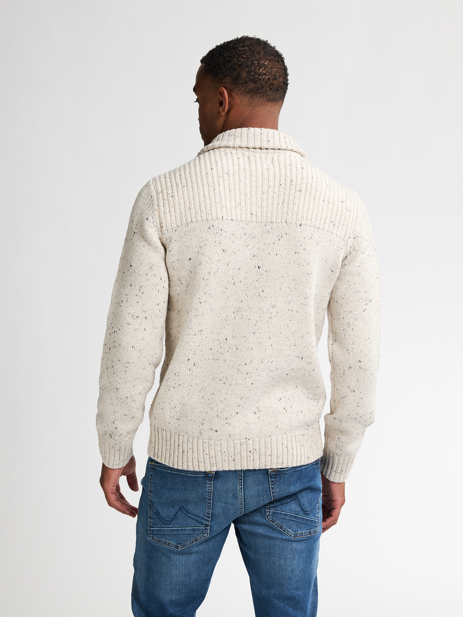 M-3050-KWC211 Men Knitwear Collar (Antique White Melee 0009)