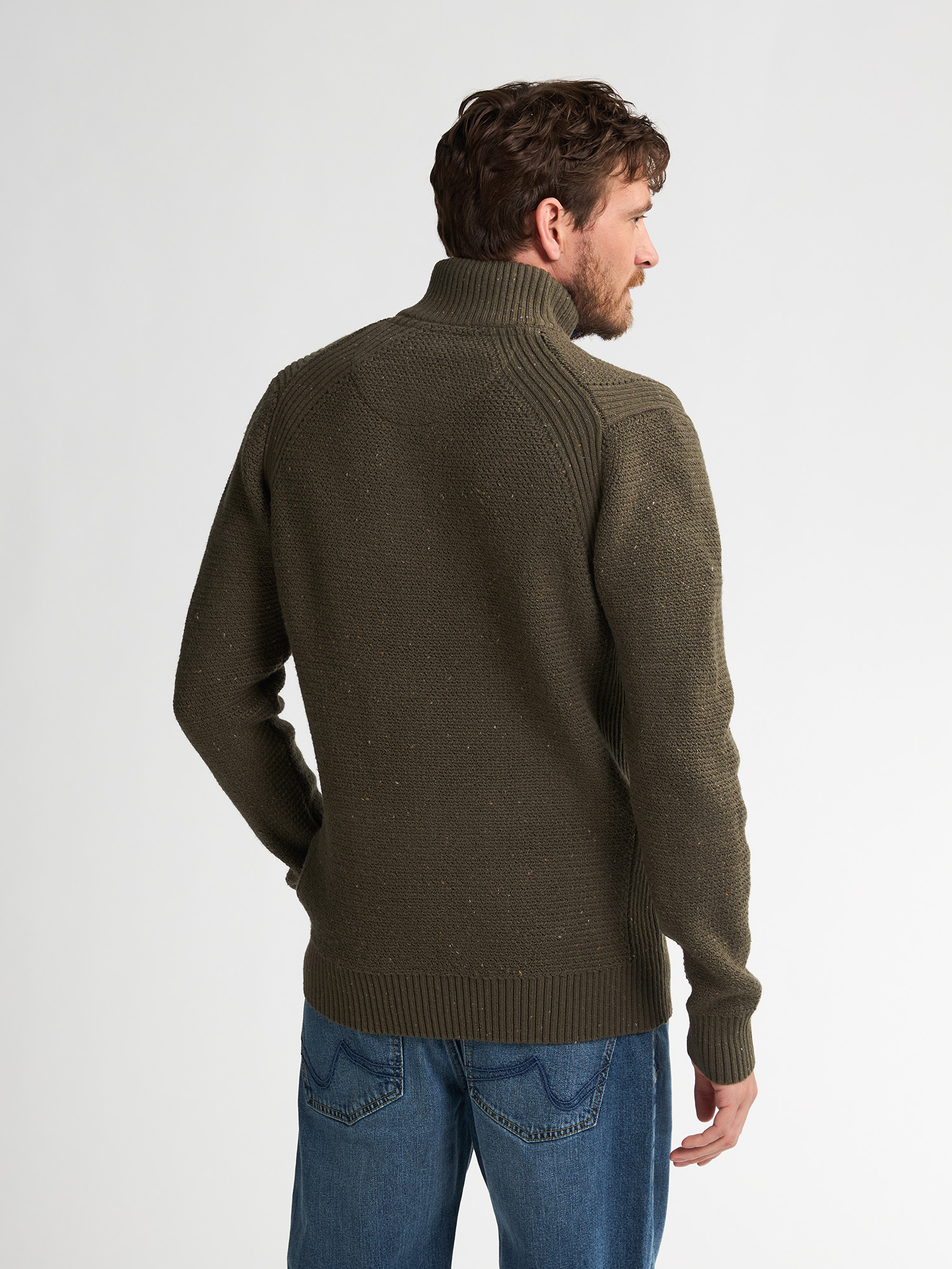 M-3050-KWC226 Men Knitwear Collar (Army Green 6088)