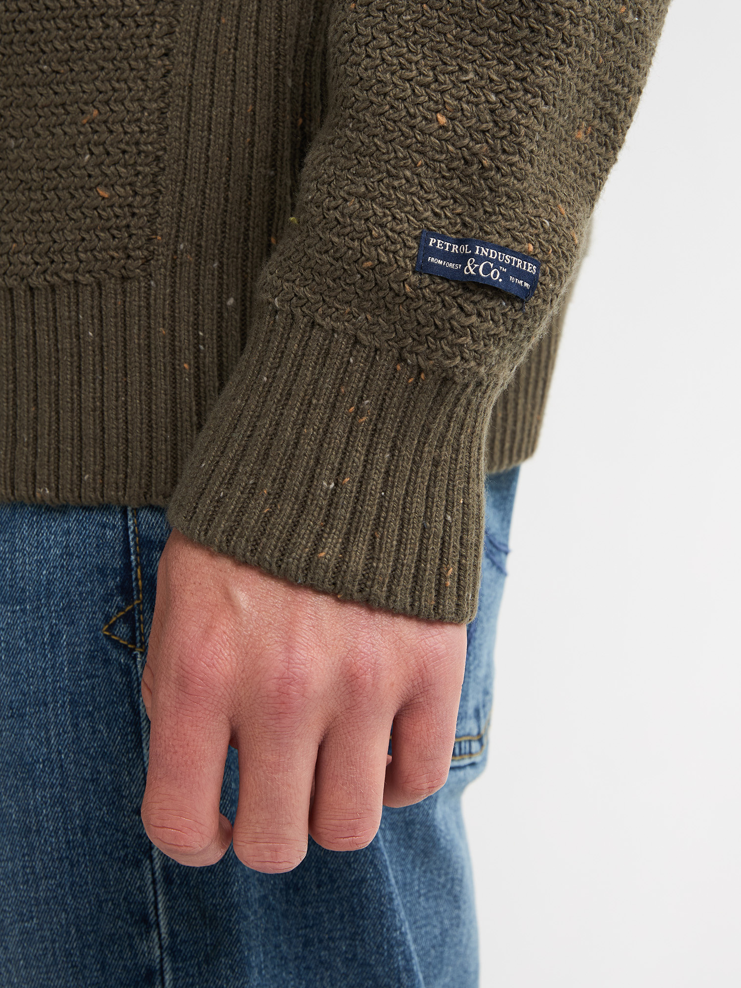 M-3050-KWC226 Men Knitwear Collar (Army Green 6088)