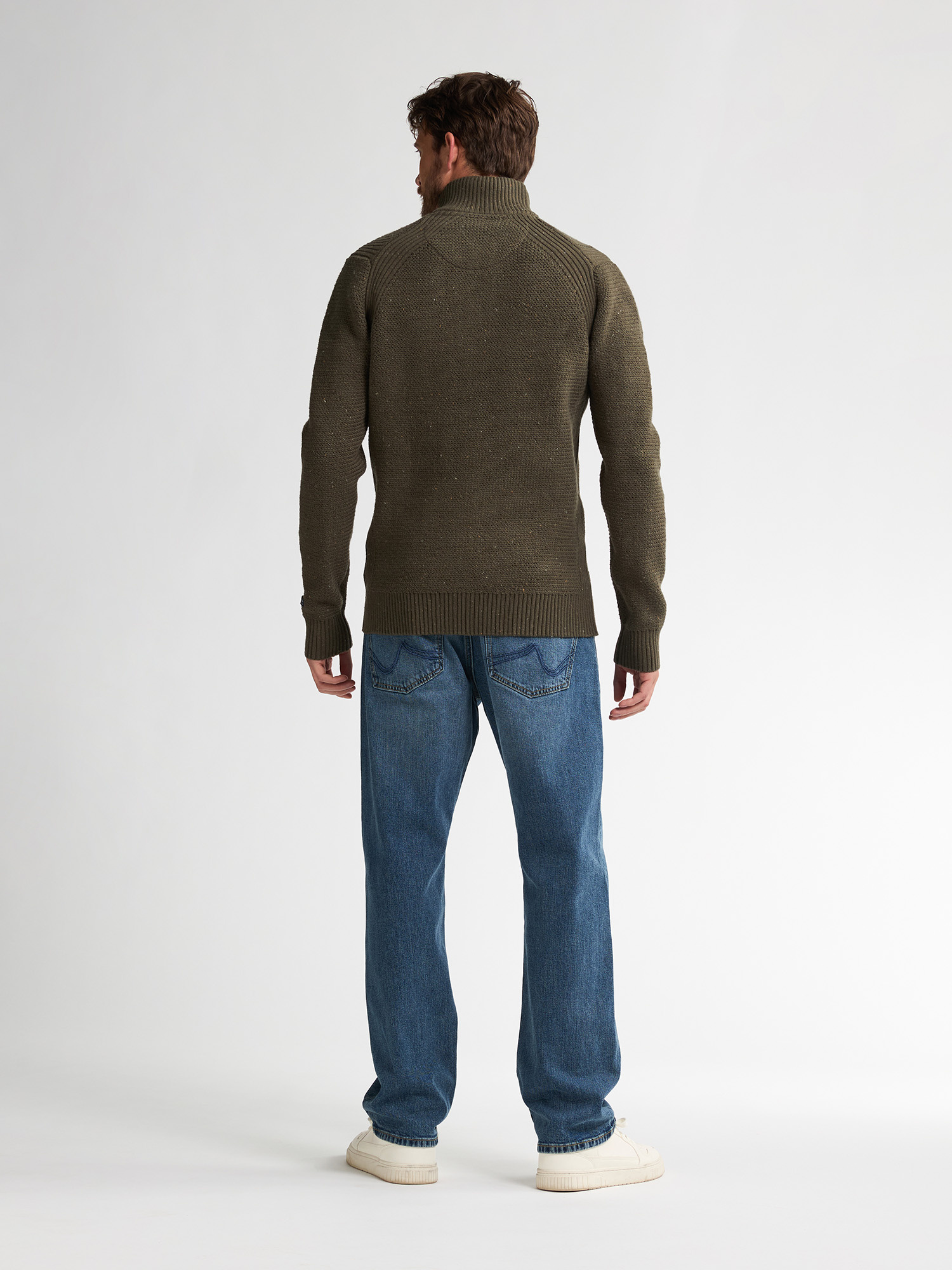 M-3050-KWC226 Men Knitwear Collar (Army Green 6088)