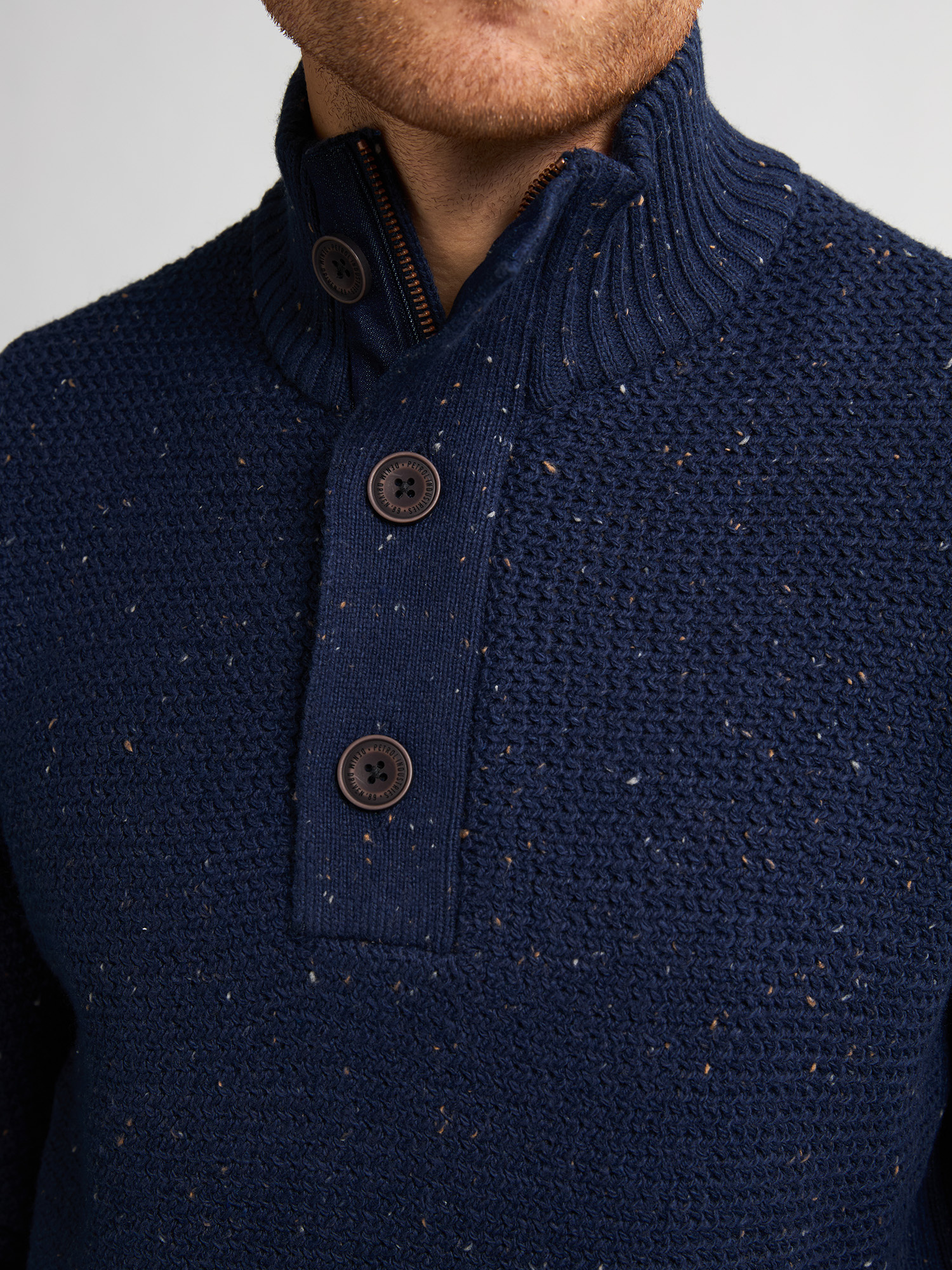 M-3050-KWC226 Men Knitwear Collar (Deep Capri 5090)