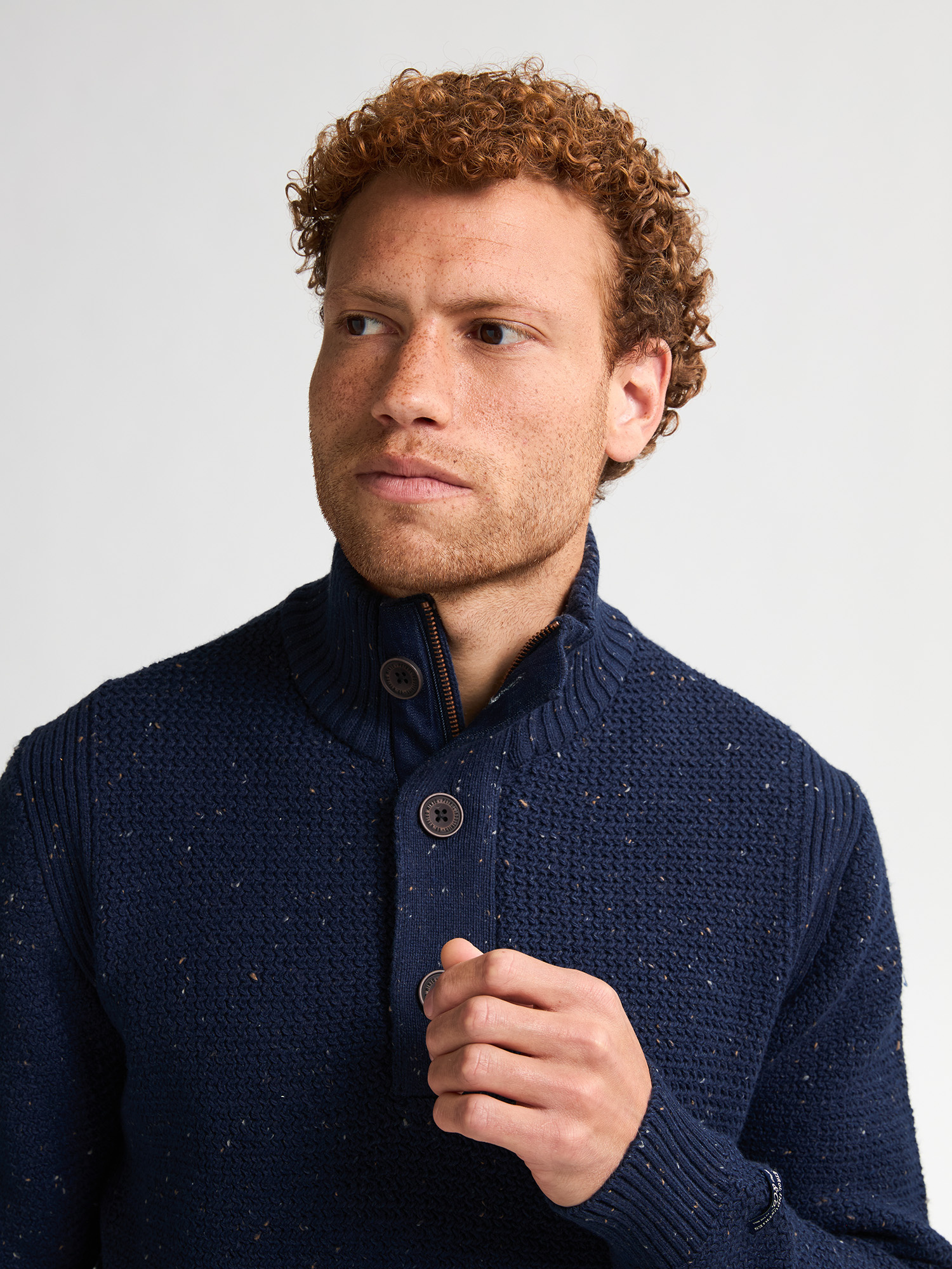 M-3050-KWC226 Men Knitwear Collar (Deep Capri 5090)