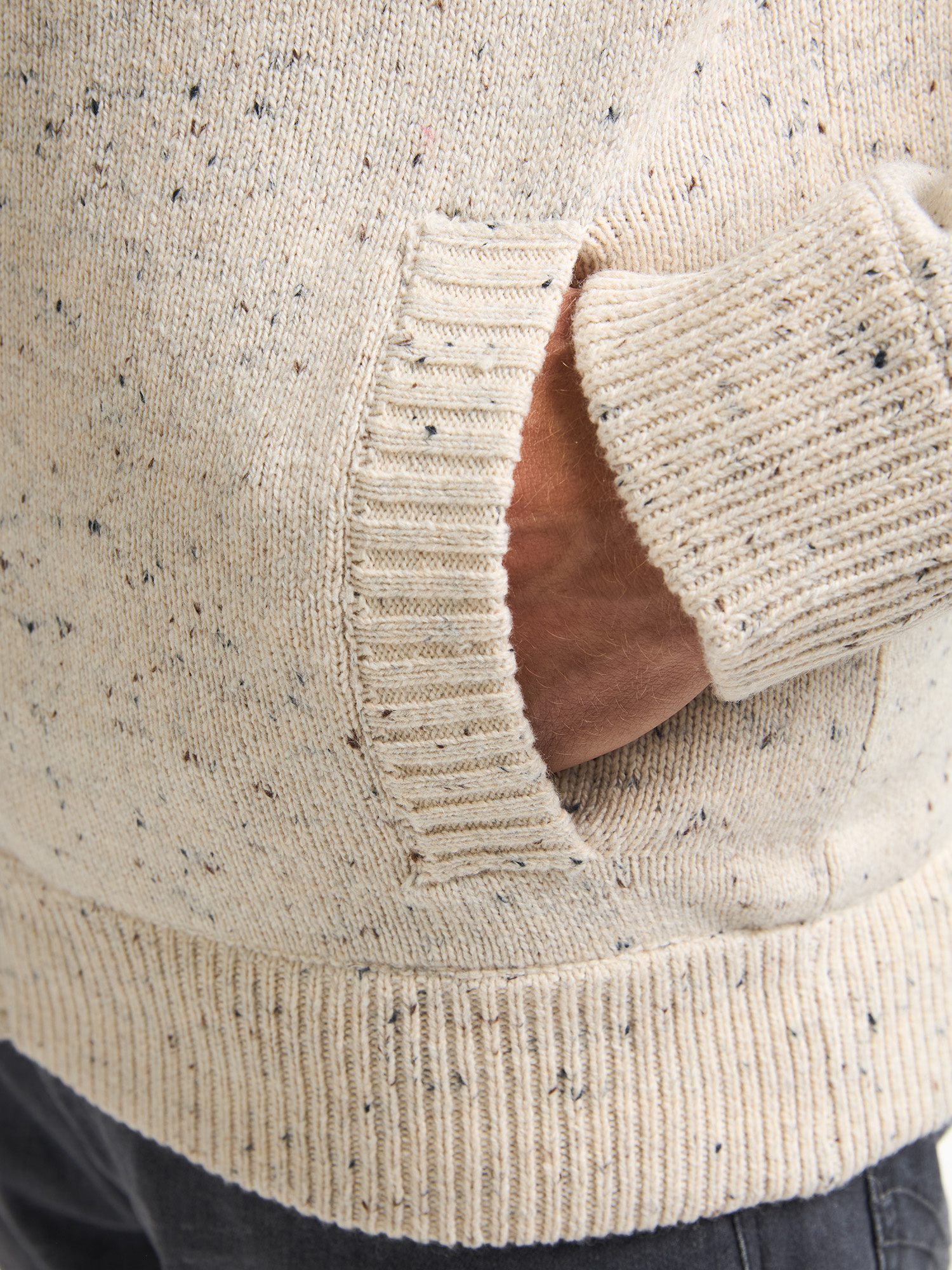 M-3050-KWC283 Men Knitwear Collar Cardigan (Antique White Melee 0009)